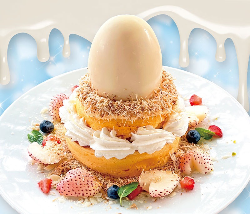 赤白いちごのとろ〜りホワイトショコラパンケーキ